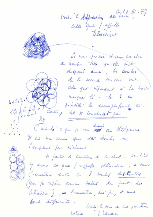 Jacques Lacan autographe - 27 mars 1977